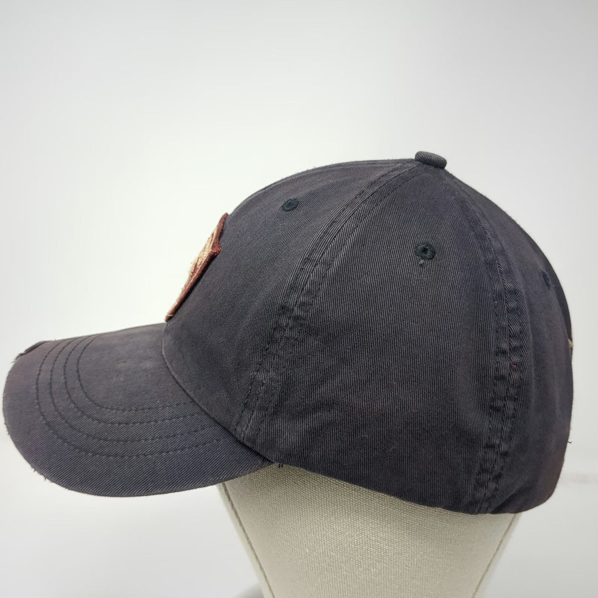 Abercrombie & Fitch Baseball Cap Blue One Size Leather Strapback Camel Patch Hat