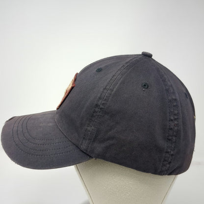 Abercrombie & Fitch Baseball Cap Blue One Size Leather Strapback Camel Patch Hat