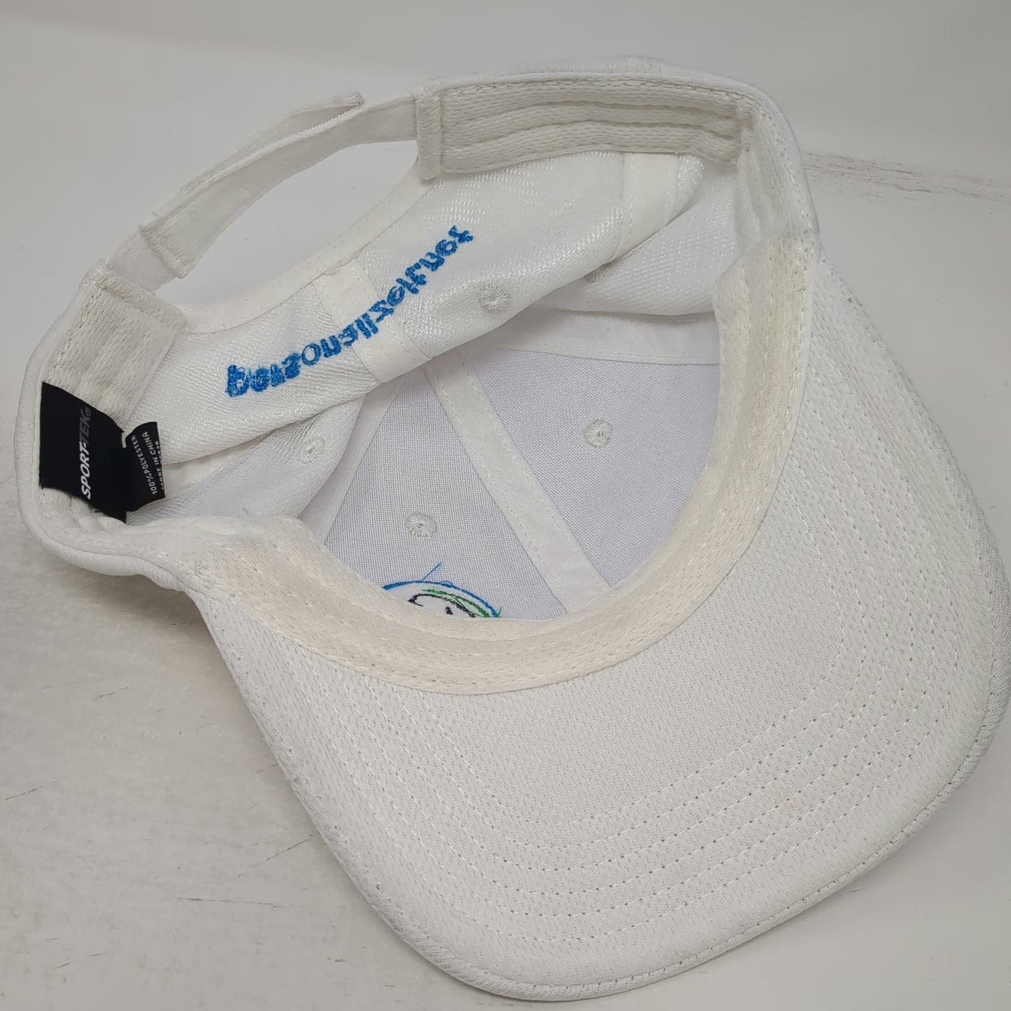Sport-Tek Baseball Cap White One Size Embroidered Logo Hat Strapback Polyester