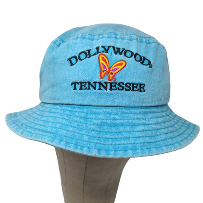 Dollywood Women's Bucket Hat Blue Size Adult Embroidered Butterfly Logo