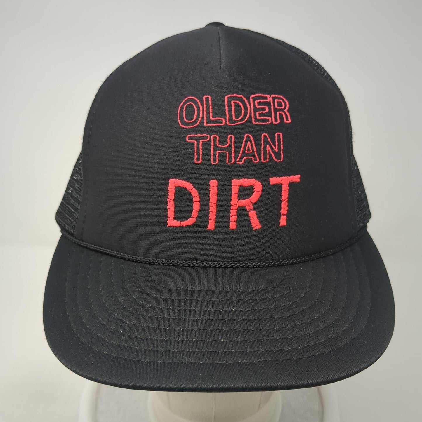 Older Than Dirt Snapback Trucker Hat Black One Size Mesh Back Nissin