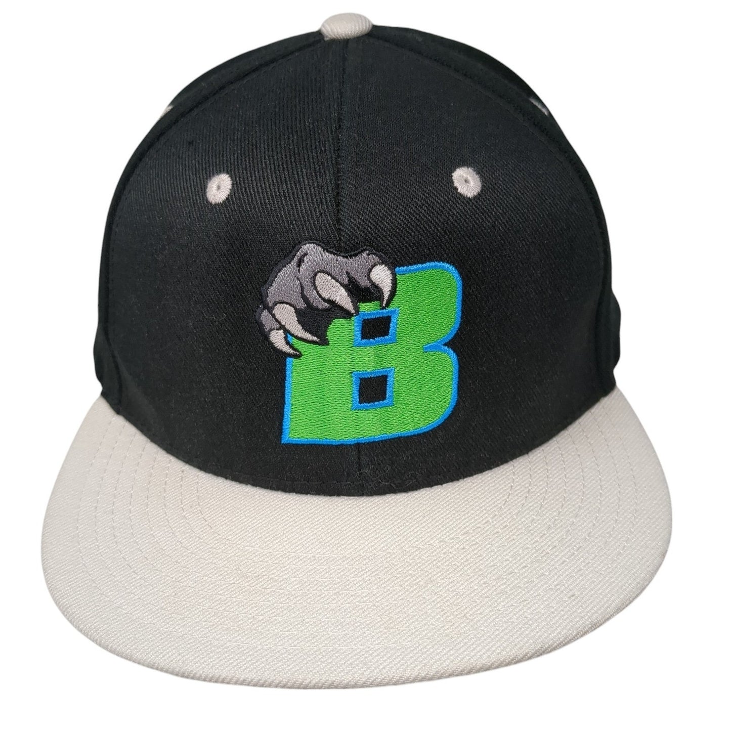 B Claw Logo Snapback Hat Black One Size Embroidered Colorblock 6 Panel