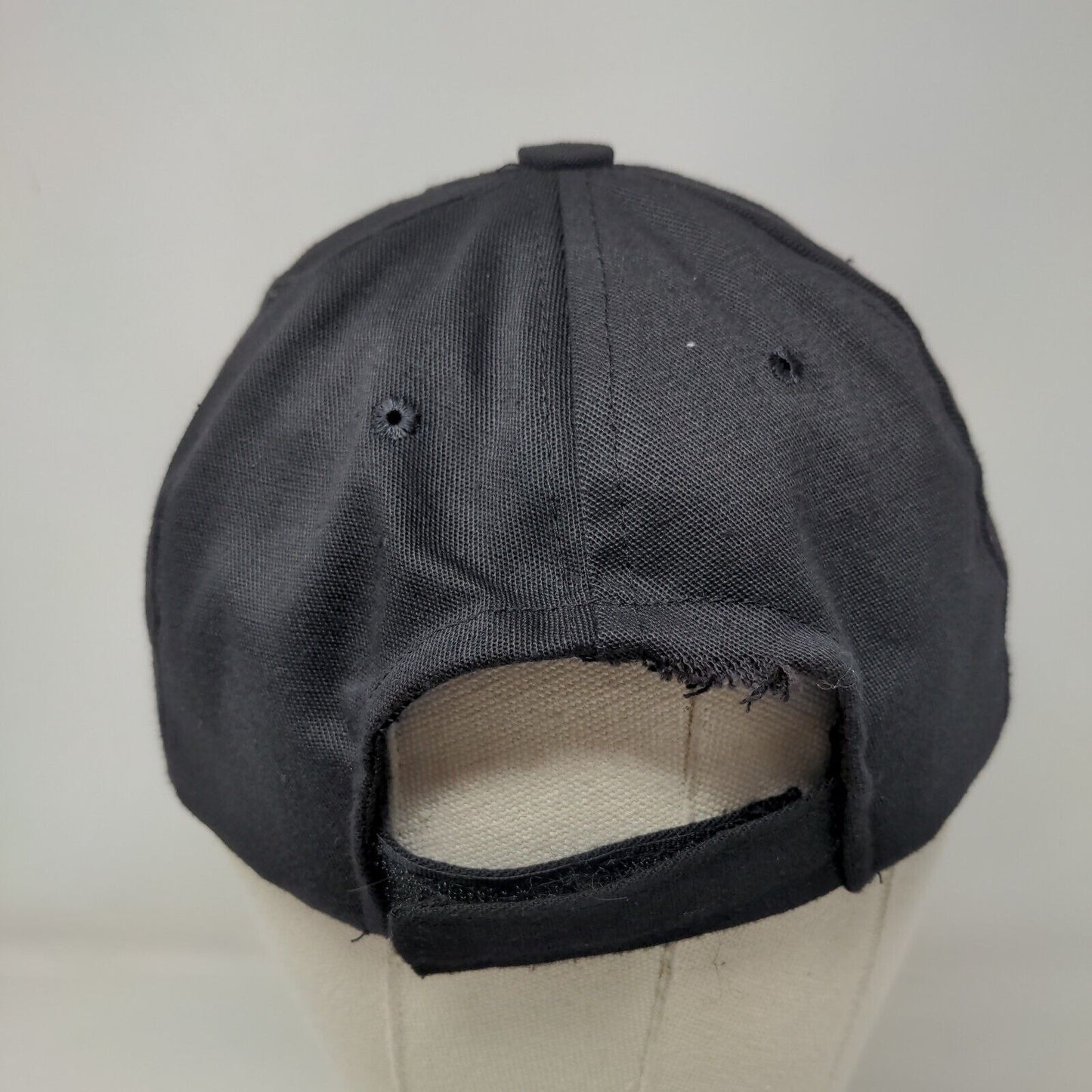 Ogawas Strapback Hat Black One Size Adjustable Embroidered Vented Holes 6 Panel