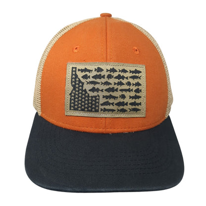 Idaho Fish Flag Patch Snapback Trucker Hat Multi One Size Mesh Back