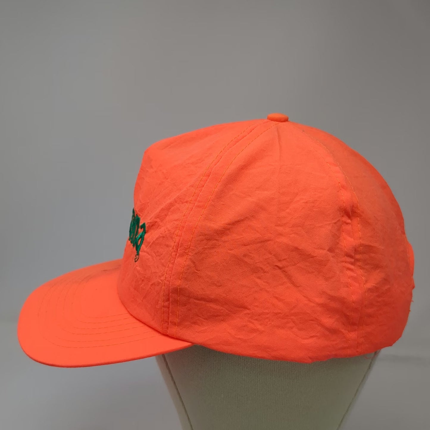 Orange 5 Panel Hat Nylon Snapback Tropicana Logo Embroidery Green Vintage