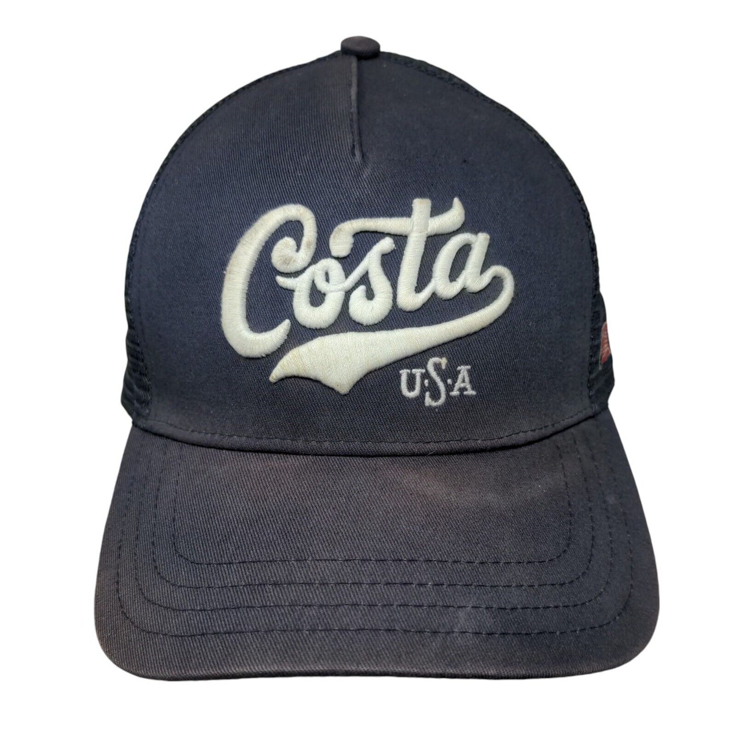 Costa USA Snapback Trucker Hat Blue One Size Embroidered Patriotic Mesh Back