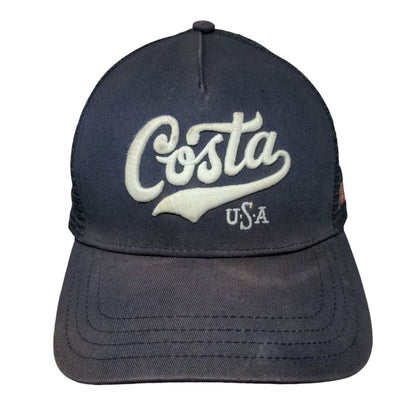 Costa USA Snapback Trucker Hat Blue One Size Embroidered Patriotic Mesh Back