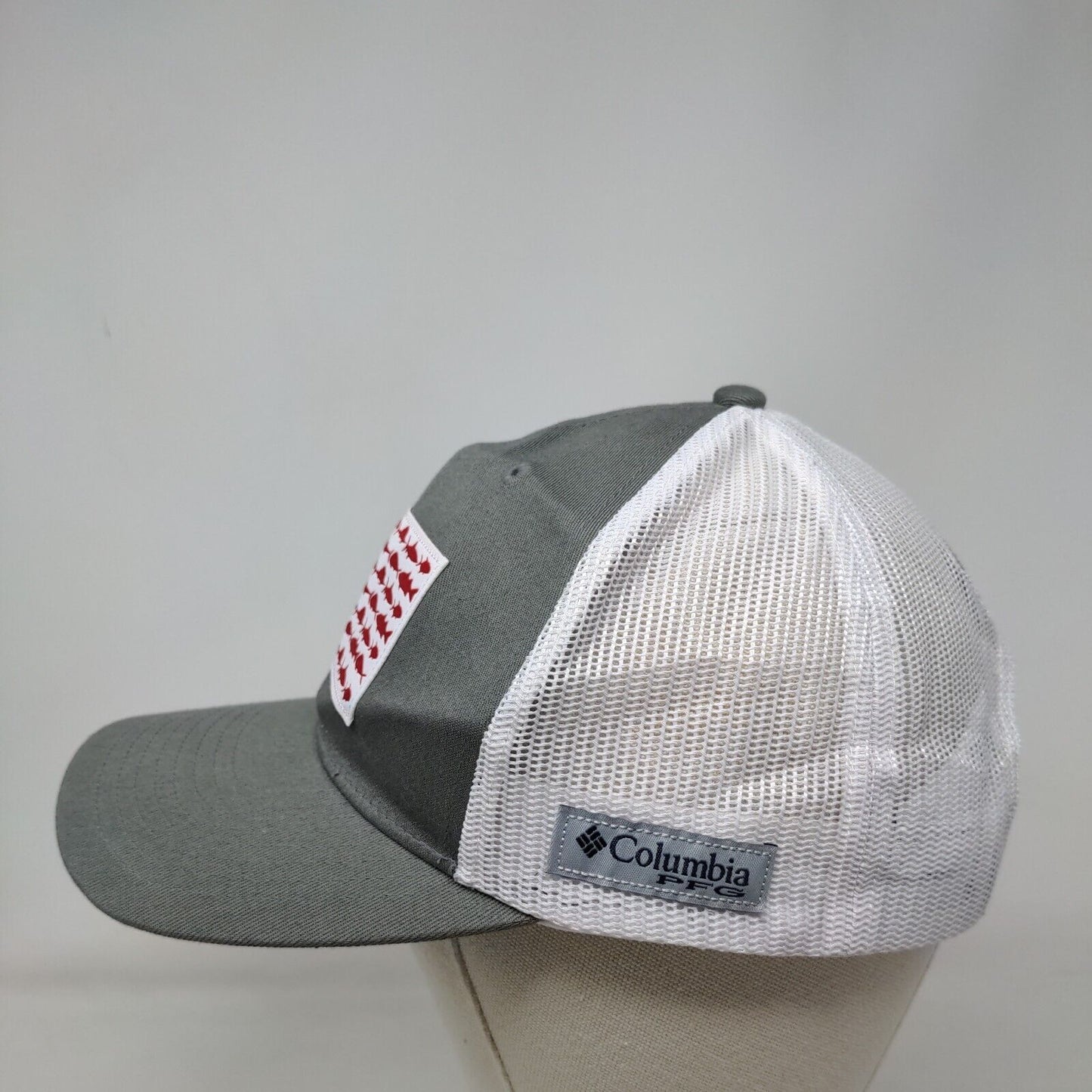 Columbia PFG Fish Flag Patch Snapback Mesh Back Trucker Hat Gray One Size