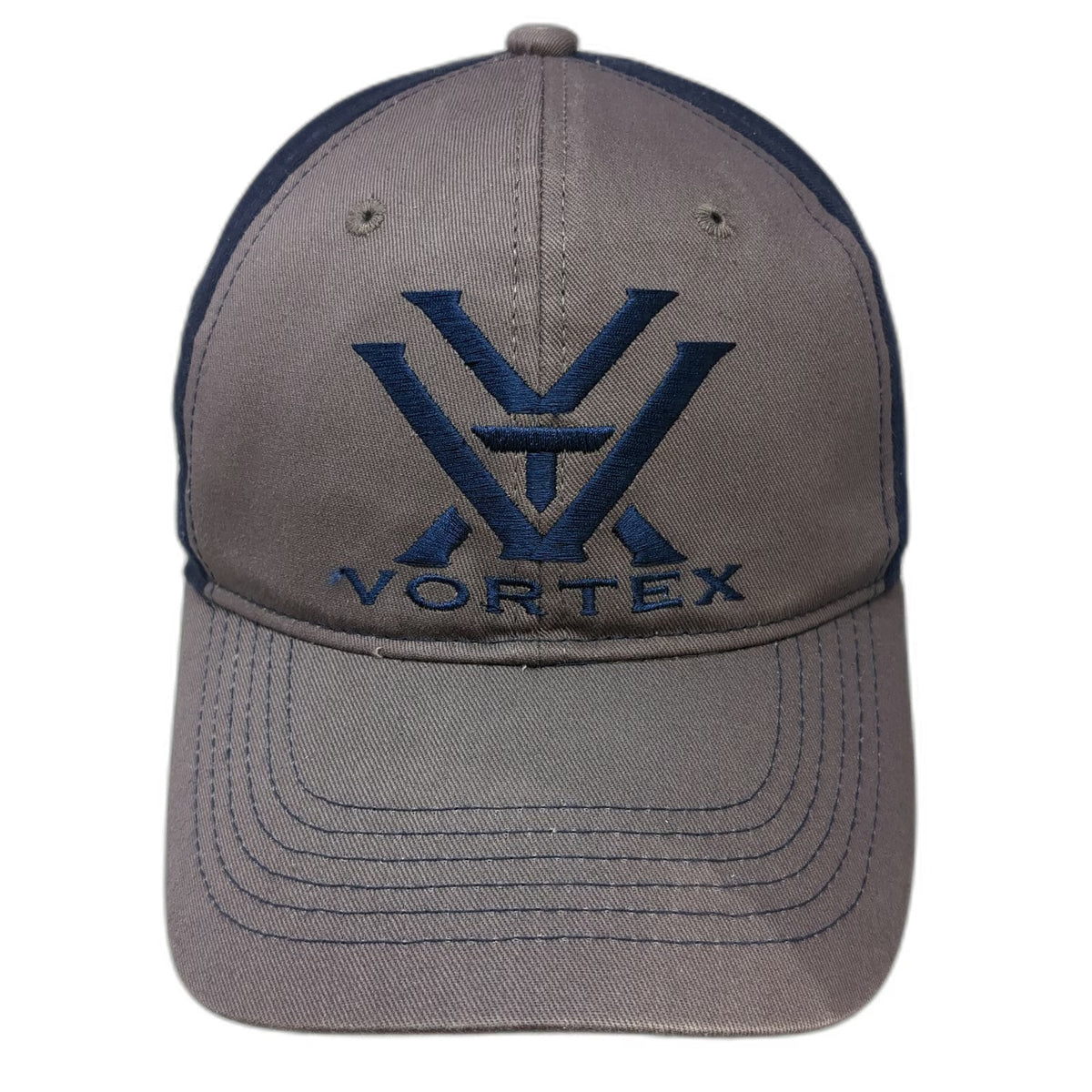 Vortex Snapback Hat Gray Blue One Size Embroidered Logo Two Tone Baseball Cap