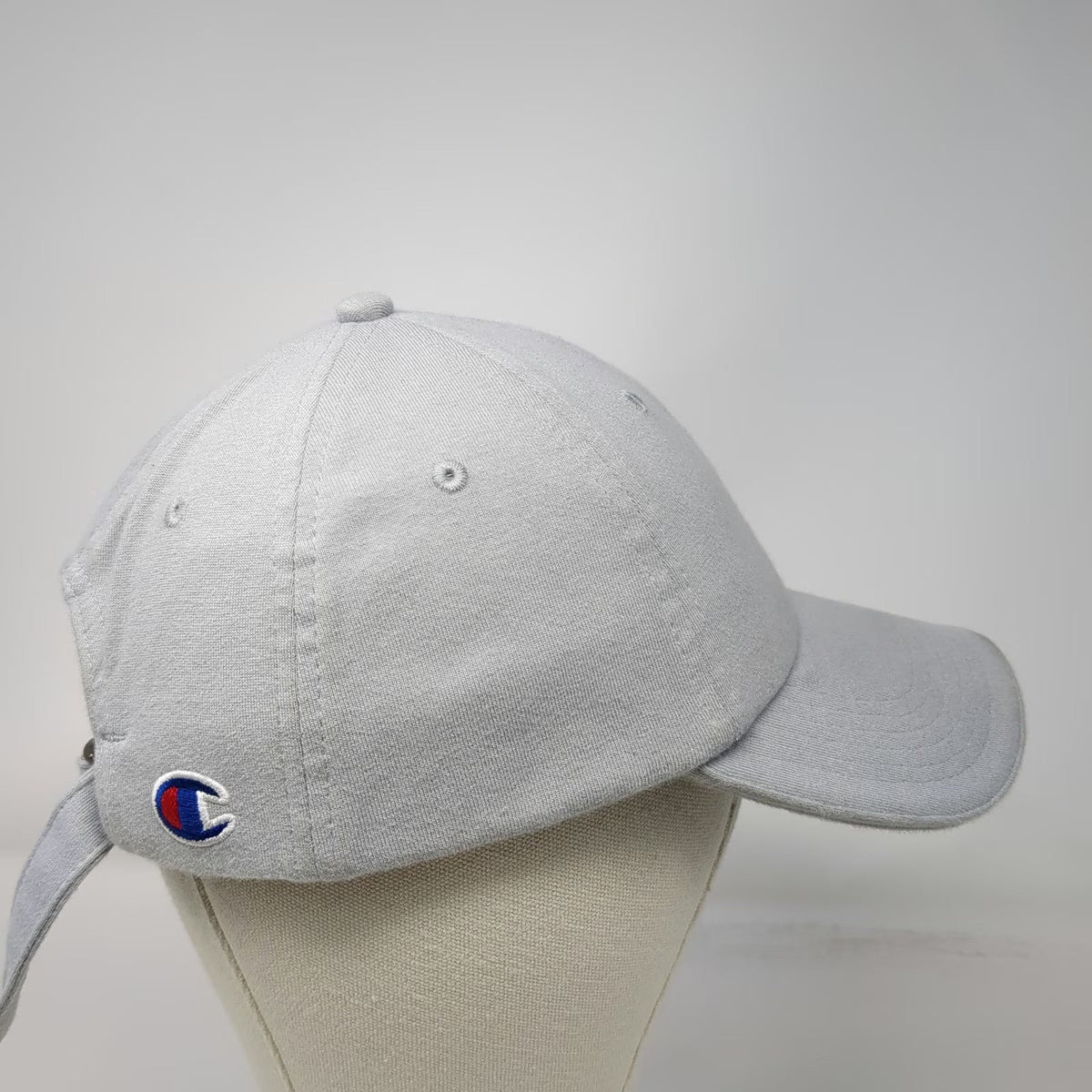 Champion Baseball Cap Gray One Size Slideback Embroidered Script Logo Cotton Hat
