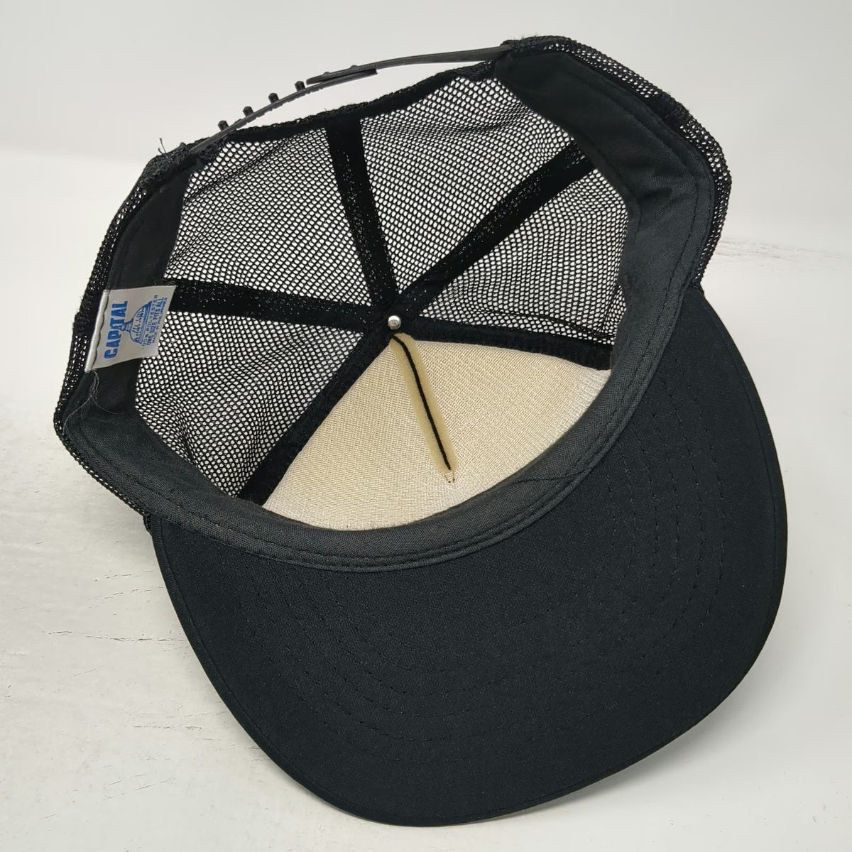 Capital Trucker Hat Black One Size Plano Fishing Tackle Box Mesh Snapback