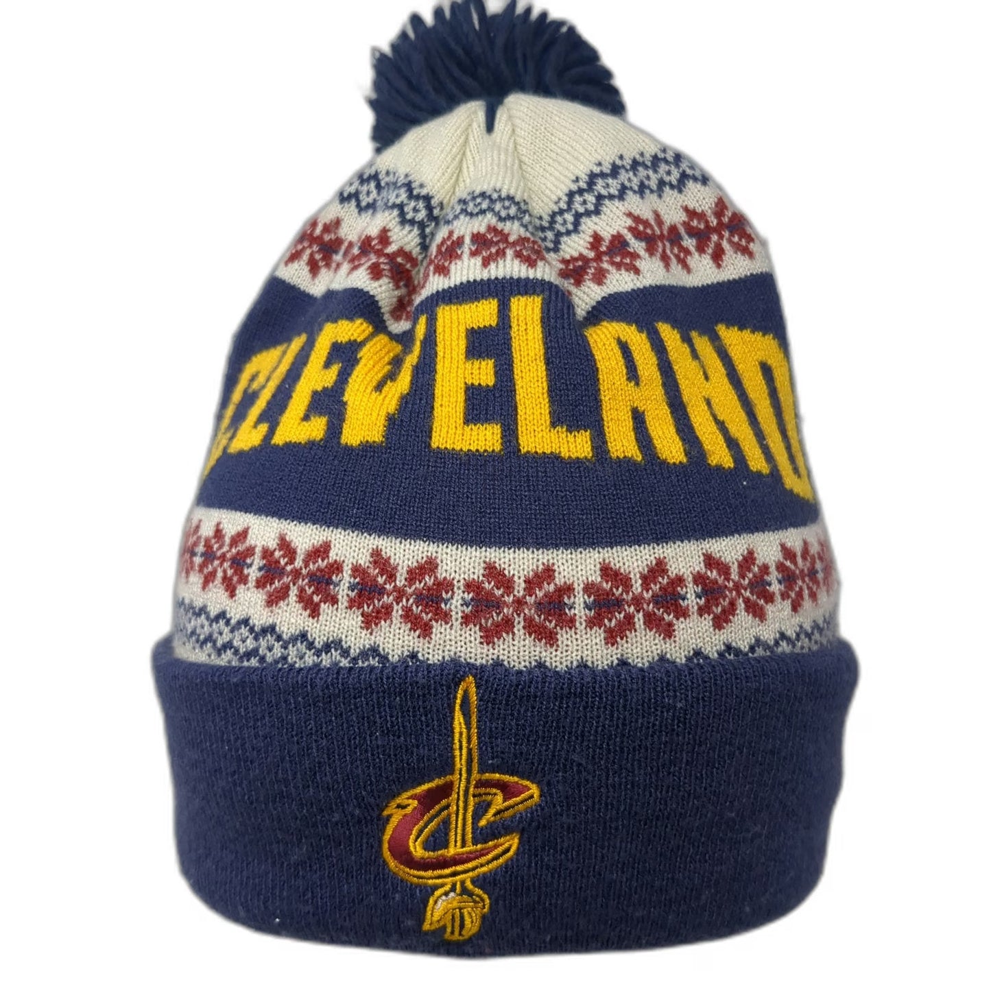 Cleveland Cavaliers NBA adidas Beanie Blue Yellow Red White One Size Pom Hat