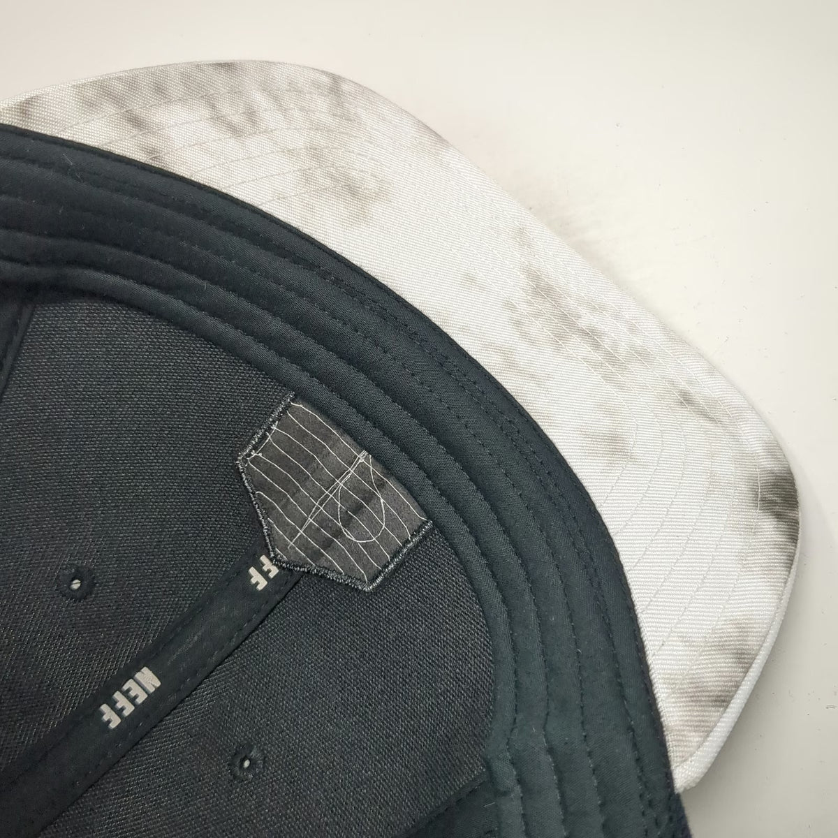 Neff Snapback Hat Black White Gray One Size Marbled Brim Hexagon Patch Flat Bill