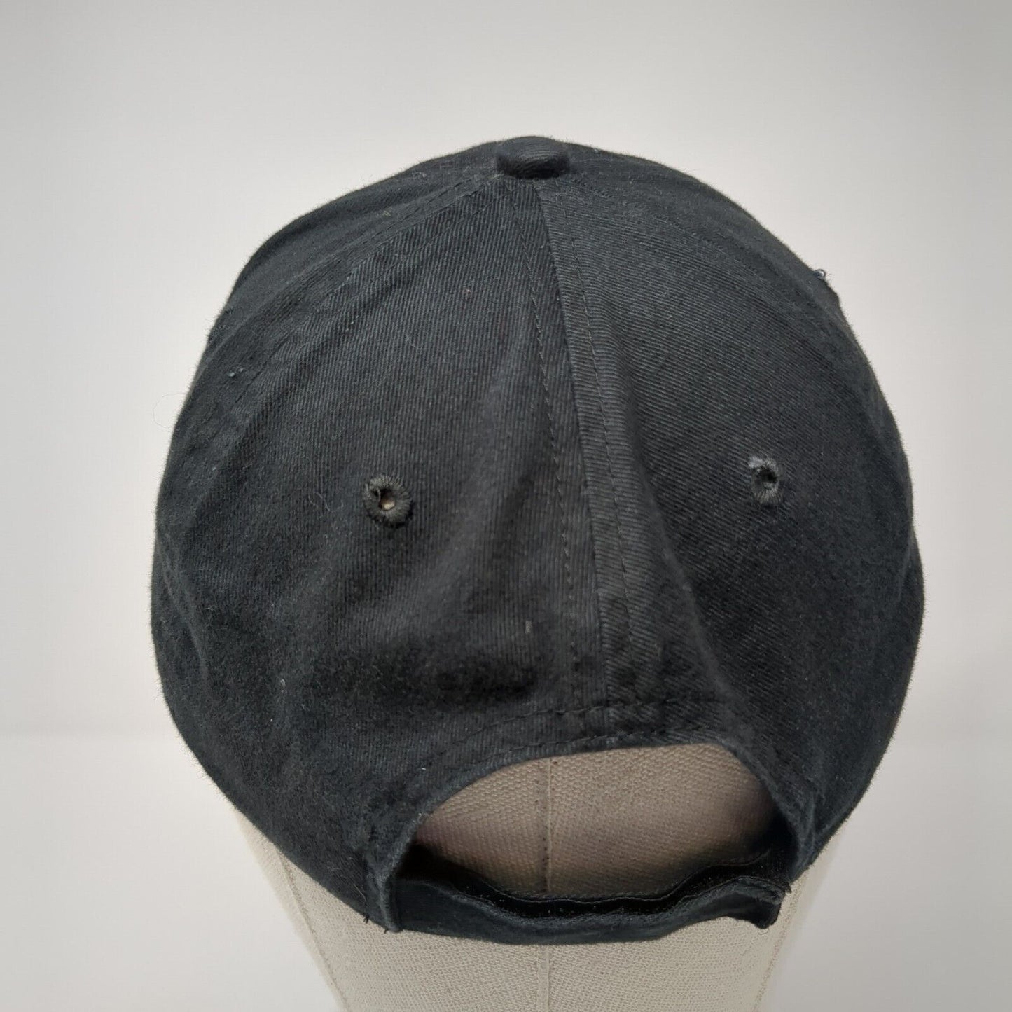 Unbranded Strapback Hat Black One Size Adjustable Vented Holes 6 Panel Blank