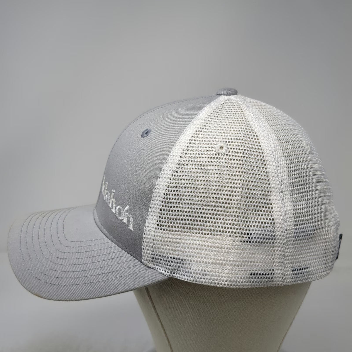 Zephyr Trucker Hat Gray White One Size Snapback Mesh Idahon Embroidered Cap