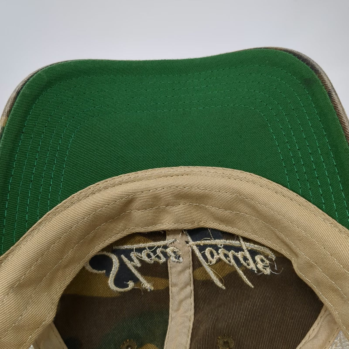 Legacy Trucker Hat Green Beige One Size Camo Shore Lodge McCall Idaho Snapback