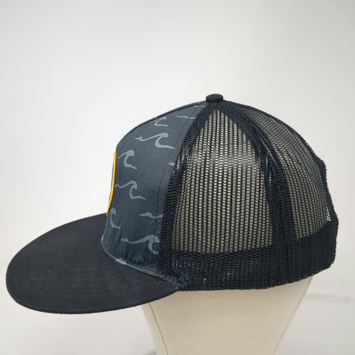 Stone Brewing Ripper Trucker Hat Black One Size Wave Pattern Mesh Snapback Patch