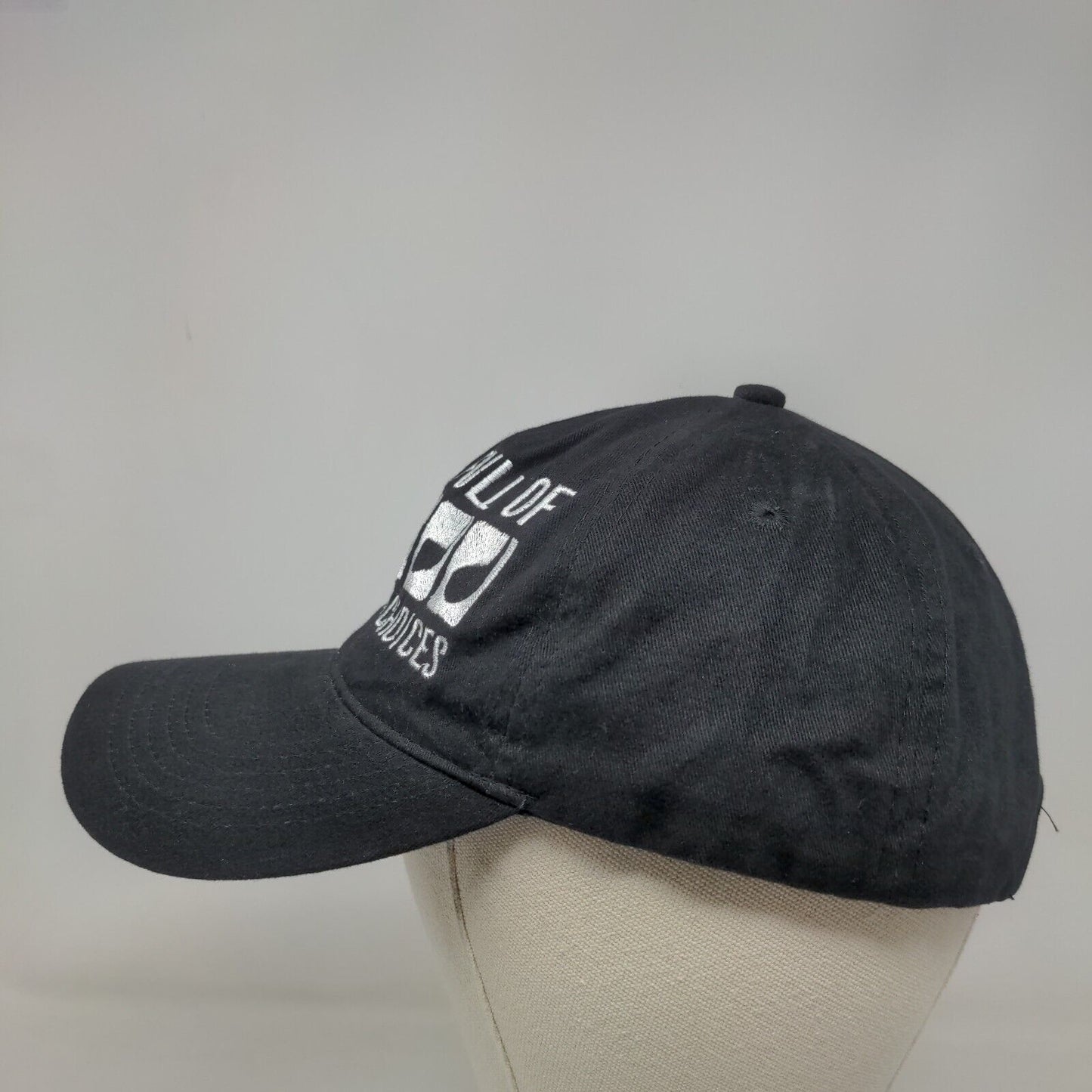 Queensboro Slideback Hat One Size Black Embroidered Print Vent Holes