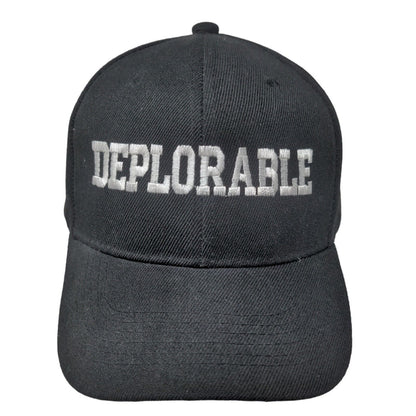 Unbranded Men's Strapback Hat Black Embroidered Deplorable Logo Right Wing Trump