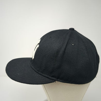 New Era New York Yankees MLB Black One Size Snapback Hat Flat Brim Embroidered