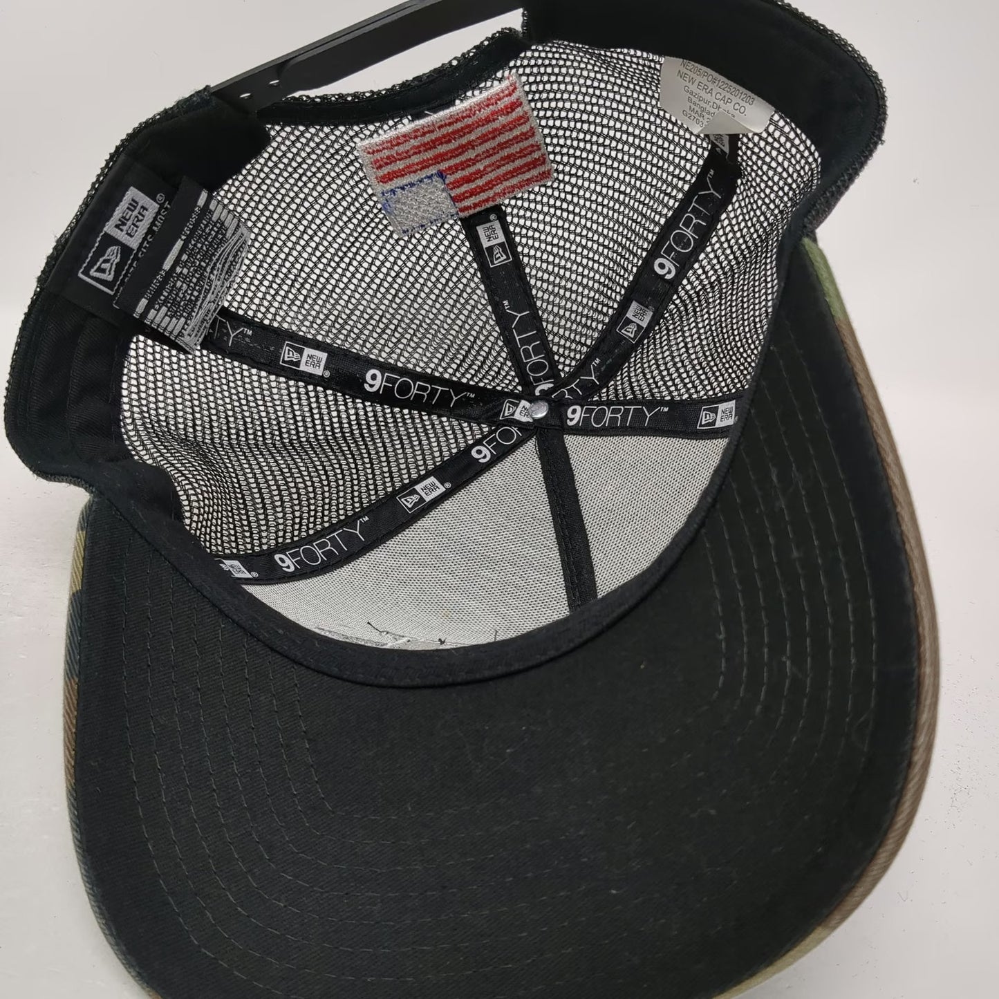New Era Trucker Hat Green Camo One Size Ahlborn Structural Steel American Flag
