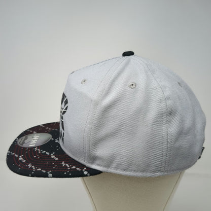 Jordan 5 Panel Gray One Size Snapback Paint Splatter Flat Brim Jumpman Logo Hat