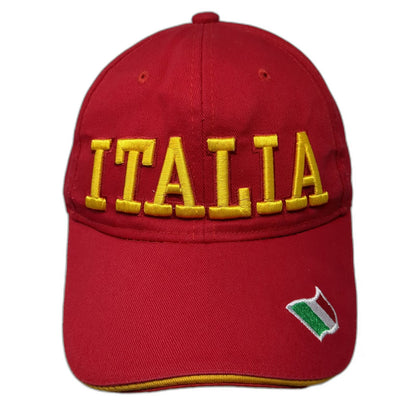 Gruppo Wang Baseball Cap Red One Size Italia Italy Flag Embroidered Hat Strap