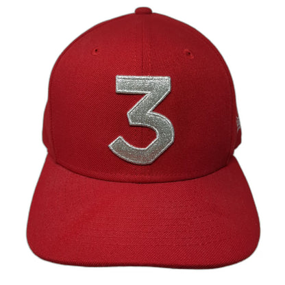 New Era Snapback Red Hat One Size Chance the Rapper Silver 3 Flat Brim 6 Panel