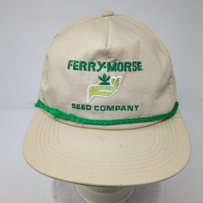 Ferry-Morse Seed Company Snapback Rope Hat Tan OSFA Solid Embroidered