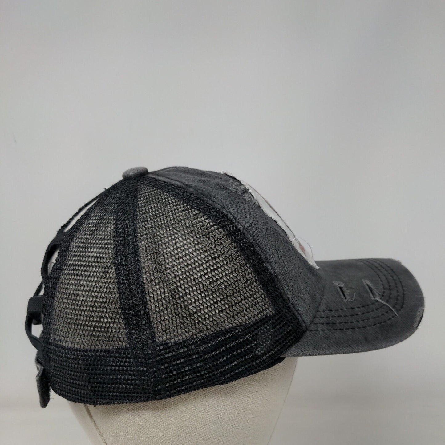 Rip City Strapback Hat Gray One Size Adjustable Mesh Back Distressed Toptie