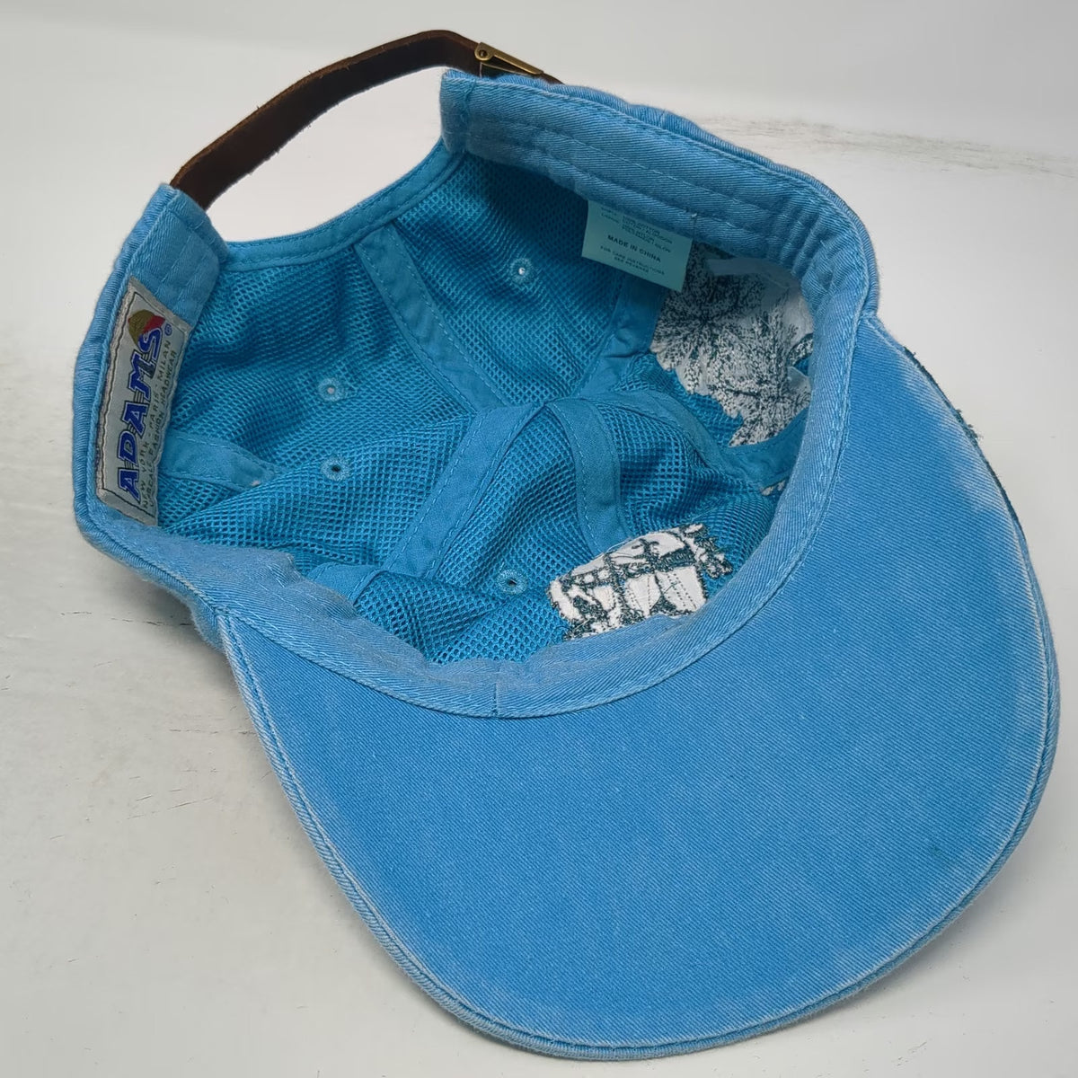 Adams Baseball Cap Blue One Size Snook Inn Marco Island Hat Leather Side Art