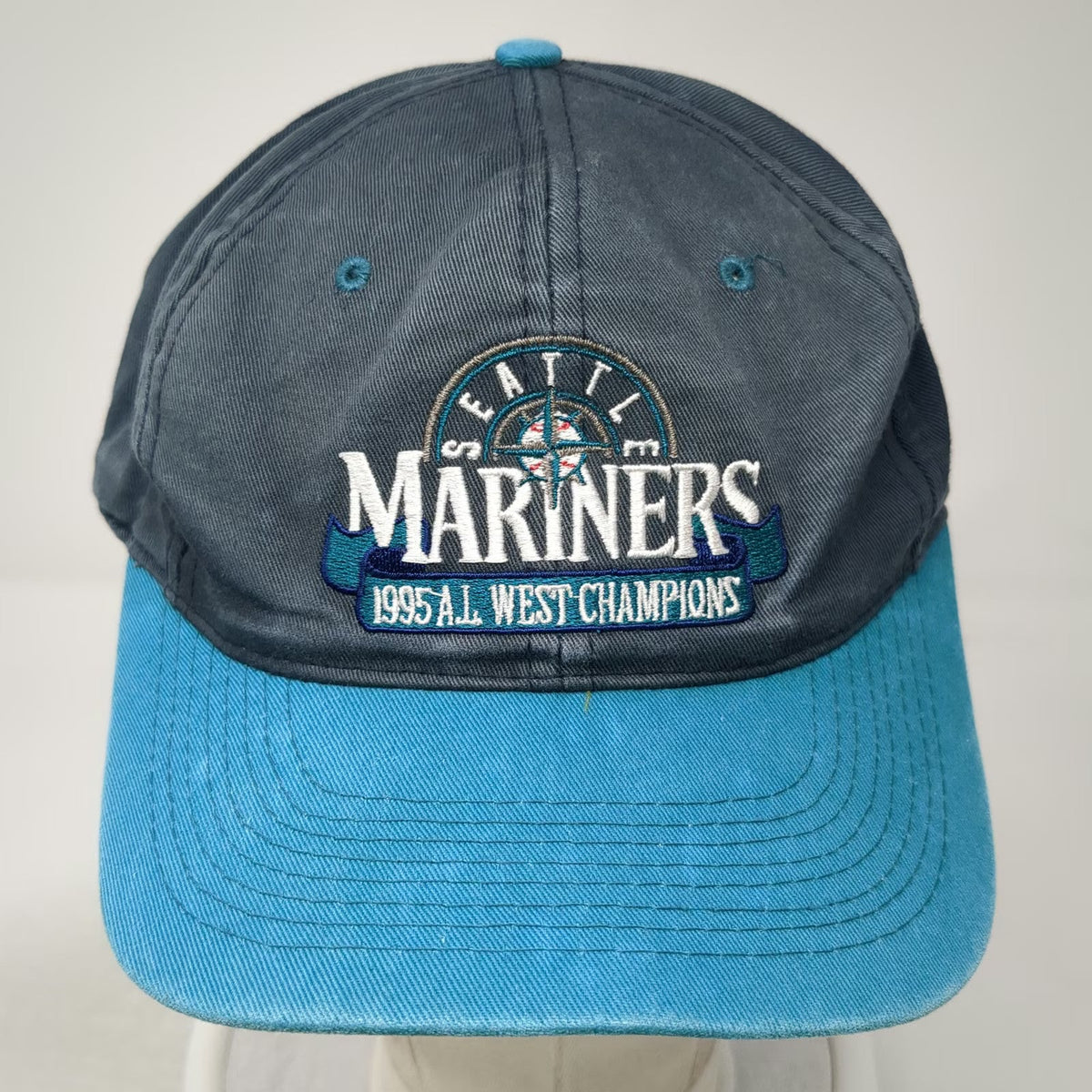 Seattle Mariners MLB Snapback Hat Blue OSFM 1995 AL West Champions Signatures