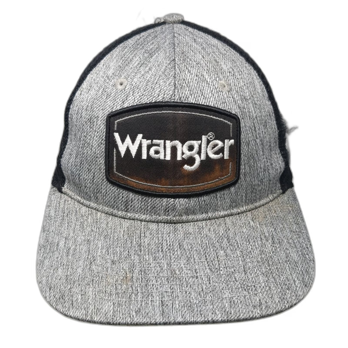 Wrangler Trucker Hat Gray One Size Snapback Mesh Back Logo Patch Heathered