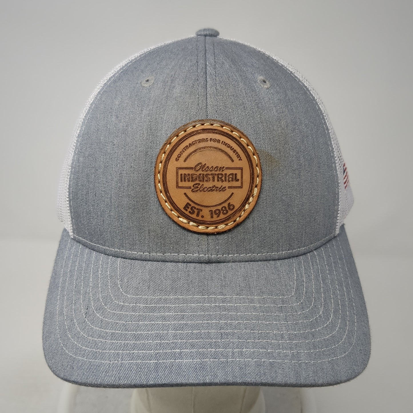 Olsson Industrial Electric Patch Snapback Trucker Hat Gray One Size Mesh Back