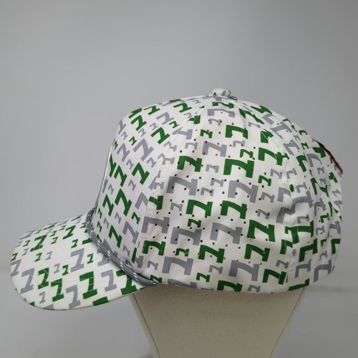 IBF 5 Panel White Green Gray Hat One Size Nucor Utah Golf Logo Rope Snapback