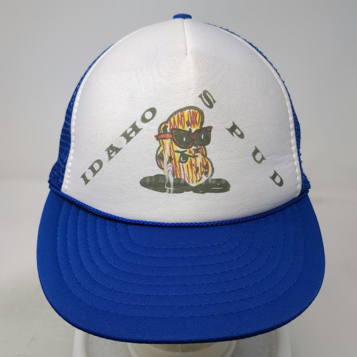 Nissin Cap Idaho Spud Candy Blue Trucker Hat One Size Mesh Back Snapback Graphic