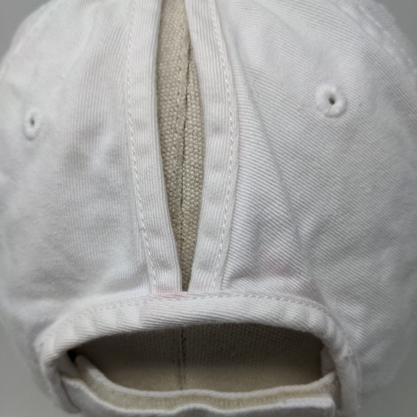 KB Ethos Strapback Hat Ponytail Caps White One Size Adjustable Distressed Blank