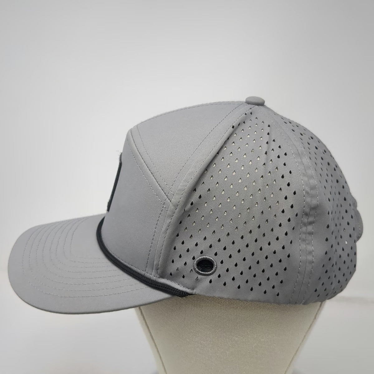 Six Hats Trucker Hat Gray OSFM Laser Perforated Snapback Rope Brim Performance