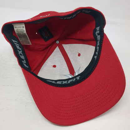 Hurley Baseball Cap Red OSFM Embroidered Icon Flexfit Stretch Fit Yupoong Hat