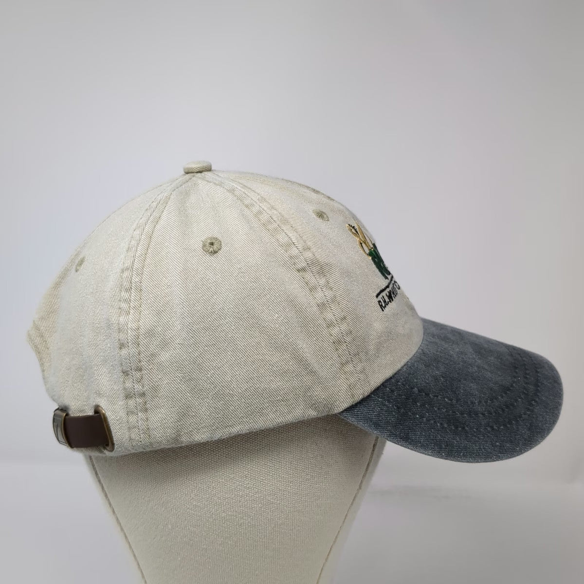 Zkapz Baseball Cap Beige One Size Hat R.H. White Construction 80 Years Blue Brim