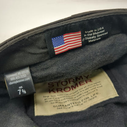 Stormy Kromer Baseball Cap Gray 7 3/8 Hat Plaid Wool Ear Flap Made USA Vintage