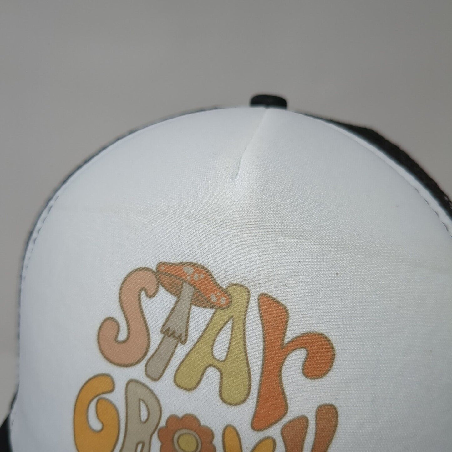 Stay Groovy Snapback Trucker Hat Black OSFA Mesh Back Adjustable