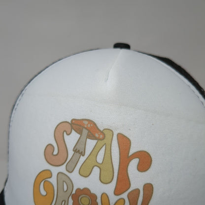 Stay Groovy Snapback Trucker Hat Black OSFA Mesh Back Adjustable