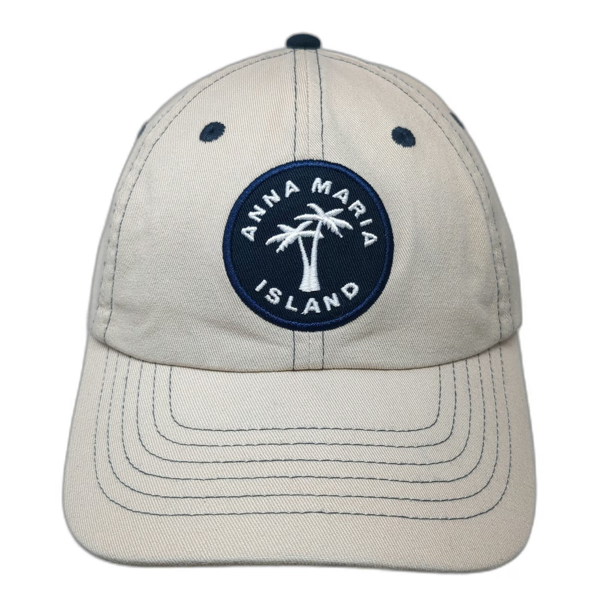 Royal Resortwear Anna Maria Island Palm Tree Baseball Cap Beige OSFM Hat Navy