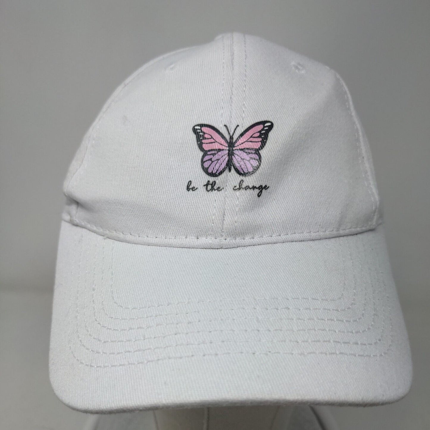Butterfly Be The Change Slideback Hat White One Size Adjustable 6 Panel