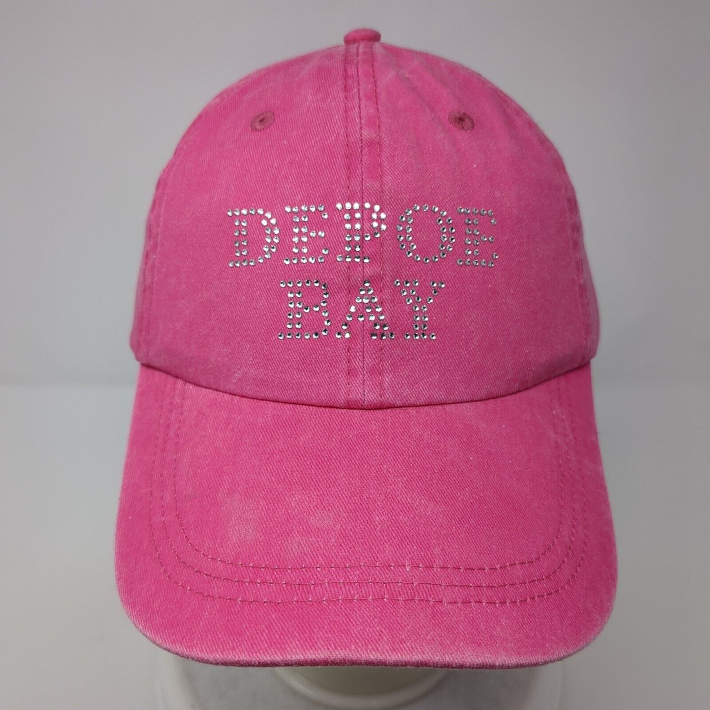 Depoe Bay Slideback Hat Pink One Size Adjustable Bling Vented Holes 6 Panel