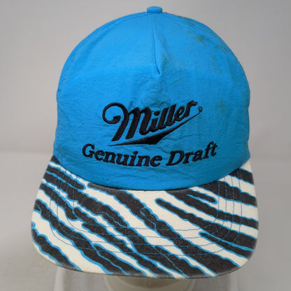 Miller Genuine Draft Hat Trucker Blue OS Snapback Zebra Embroidered Vintage