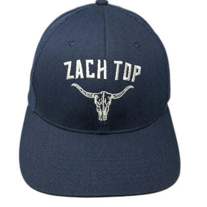 Richardson Trucker Hat Blue OSFM Zach Top Longhorn Skull Mesh Snapback Curved