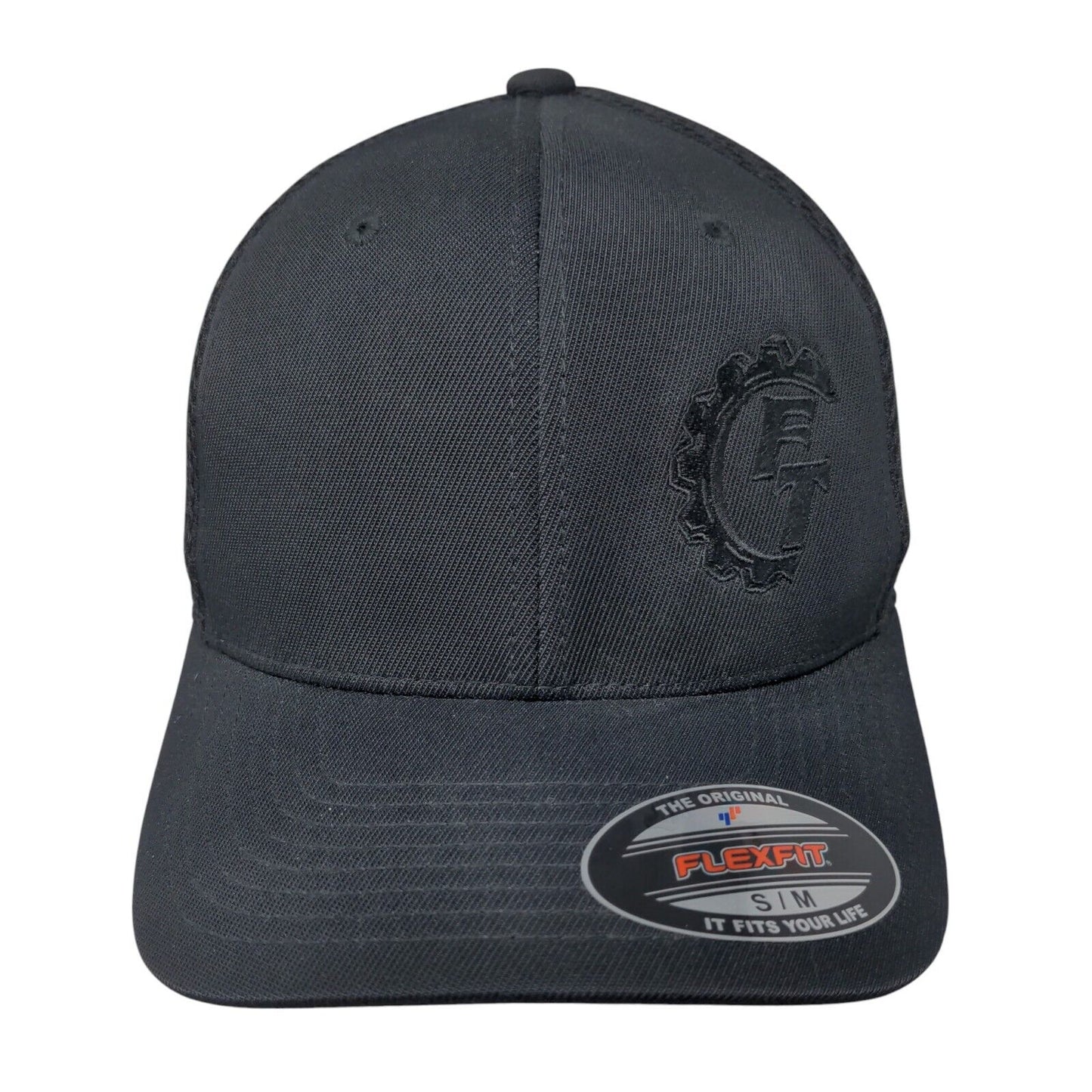 FT Fitted Trucker Hat Black S/M Flexfit Embroidered Breathable 6 Panel Yupoong