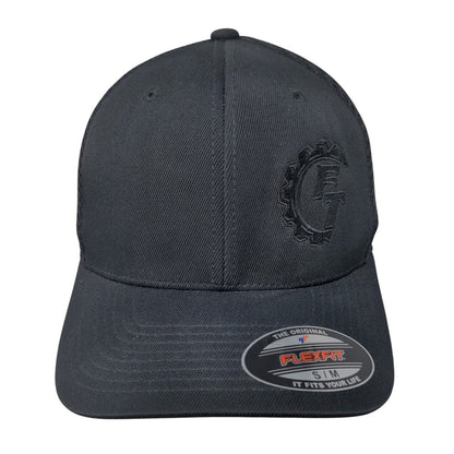 FT Fitted Trucker Hat Black S/M Flexfit Embroidered Breathable 6 Panel Yupoong